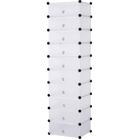 WOLTU Scarpiera Salvaspazio scaffale modulare 10 scomparti multiuso Portascarpe Bianco (1/6)