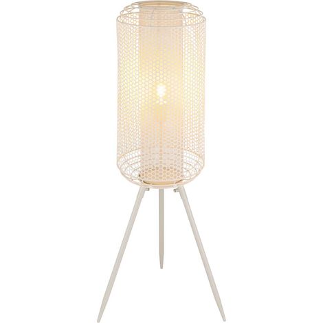 Lampadaire, lampe sur pied, lampe de bureau, métal, couleur crème, interrupteur à bascule, H 110 cm