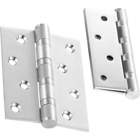 Charnière Inox Charniere Porte 100x76 mm, Charnieres de Portes en bois Exterieures Placard Roulement à Billes, 1 paire (2 pièces) (1/4)