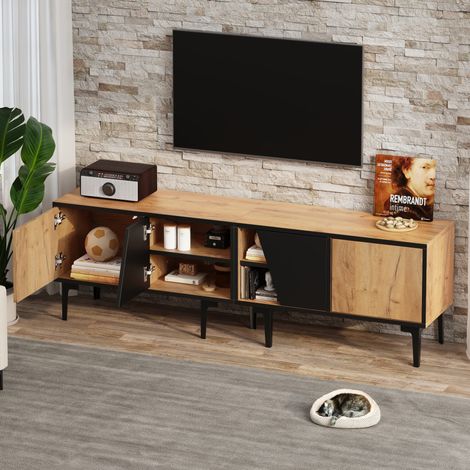 mobile tv 160 cm 4 vani design inclinato 7 piedi legno OKMYHOME (1/5)