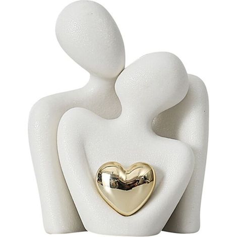 Mini-Paar-Statue, TV-Ständer-Dekor, abstrakte Skulptur, Weiß A (1/4)