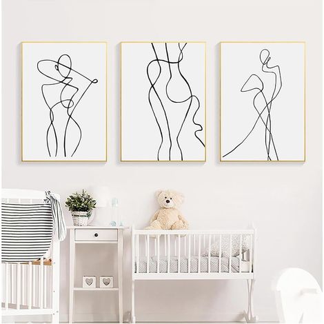 Minimaliste Affiche Dessin Au Trait de Femme Abstrait Toile Tableau Art Peintures Decoration Murale pour Salon Chambre Tableau Decoration, sans Cadre (330X40CM) (1/5)