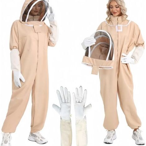[JAMAIS UTILISÉ]Imkeranzug für Damen und Herren, Größe L, mit Kapuzenschleier und Handschuhen, für professionelle und angehende Imker