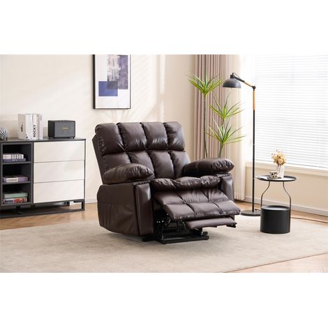 Fauteuil Relax Électrique Releveur - 109x107x109cm - Double Moteur Massage Chauffant Têtière Réglable Salon - Marron (1/5)