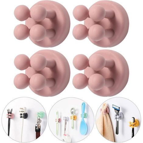 Porta rasoio a gancio per lavandino - Set di 4 porta spazzolini in silicone, impermeabili e autoadesivi, pratici e divertenti, per riporre asciugamani, salviette e bombe da bagno in un c (1/4)