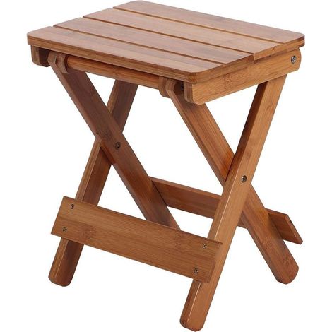 Chaise pliante Tabouret carré en bambou Siège portatif portatif