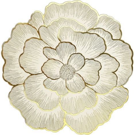 Runde Platzsets mit Blumenmuster 6er-Set goldene Platzsets in Rosenform 38 cm metallisch glänzend wasserfest für Küche Haushalt Mahlzeiten und (1/5)