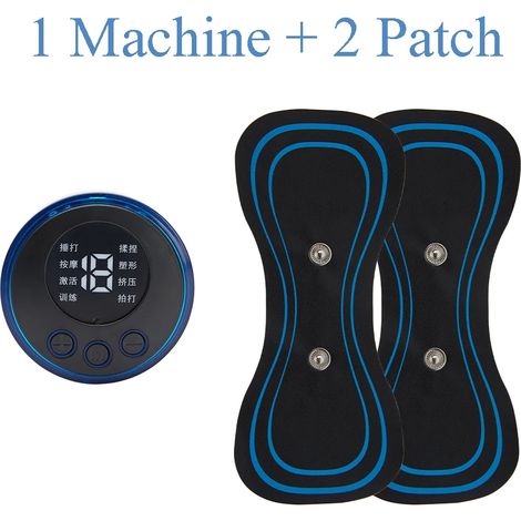 Mini-EMS-Nackenmassagegerät mit elektrischen Impulsen, LCD-Display und 8 Modi. Nackenmassagepflaster zur Linderung von Muskelschmerzen. Tragbares Körpermassagegerät  01097-AquaForge