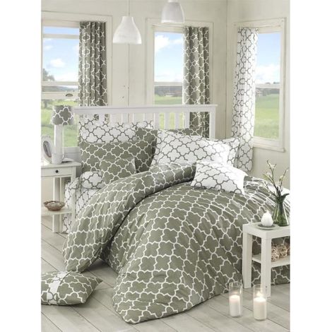 Completo letto - 1 copripiumino 220 x 240 cm + 2 federe 60 x 60 cm - 100% cotone rinforzato - Grigio