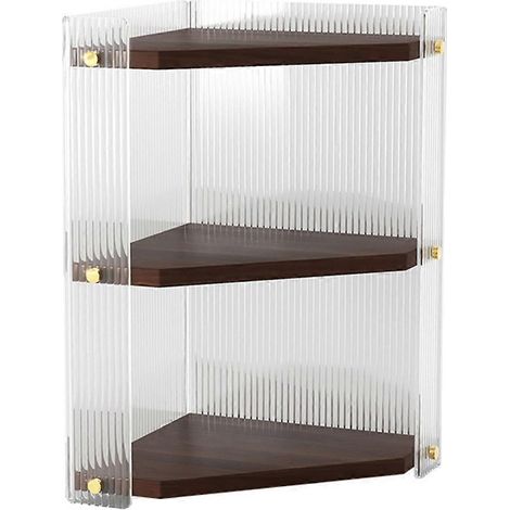 Organisateur d'angle à 3 niveaux pour salle de bain, rangement en bois (1/5)