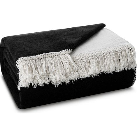 COPERTA IN COTONE DOPPIA FACCIA CON FRANGE EUROFIRANY DUO 150X200CM BIANCO (1/4)