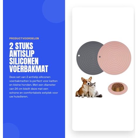 Dailygoods – Rutschfeste Futternapfunterlage – Hunde- und Katzennapfunterlage – Silikon – 24 x 24 cm – 2 Stück (1/5)