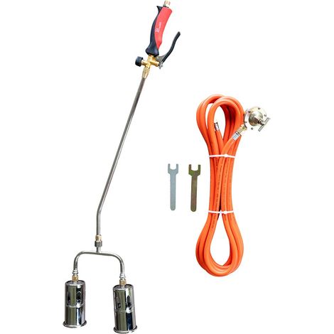 Chalumeau à gaz 2 Bruleurs Ø 60 mm Turbo Détendeur gaz 4.0 bar Tuyau 5m INTEC (1/5)