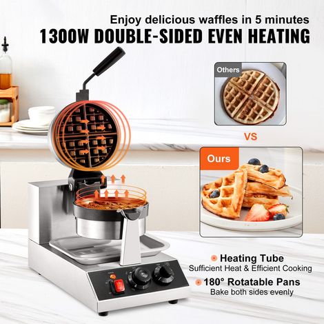 Gaufrier rond professionnel rotatif 1300W avec revêtement antiadhésif 220V (1/5)