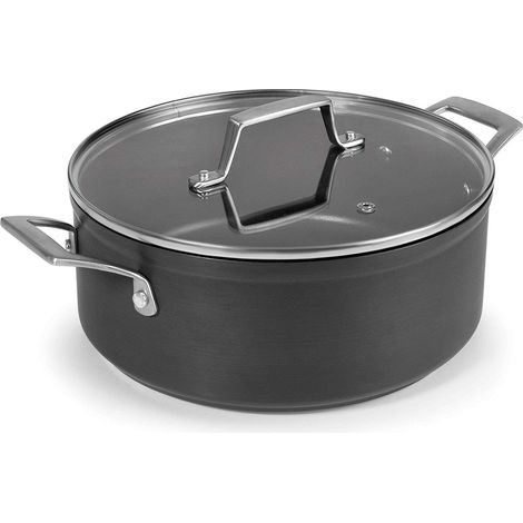 Lacor 48024 pentola alta in alluminio anodizzato 24 cm nera