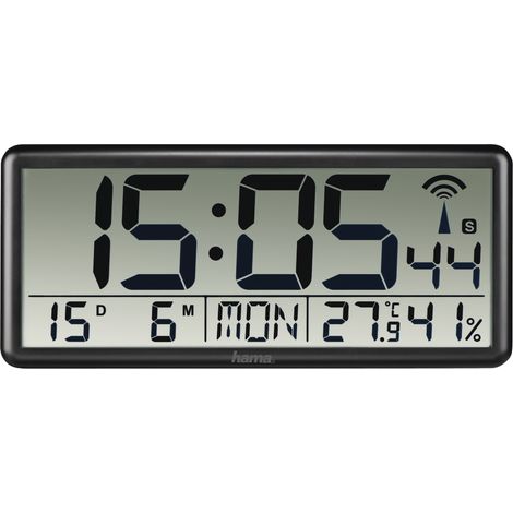 Jumbo Reloj de pared digital Rectángulo Negro