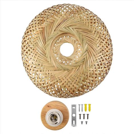 Plafonnier encastré en rotin tressé de bambou, 30 x 18 cm (1/5)
