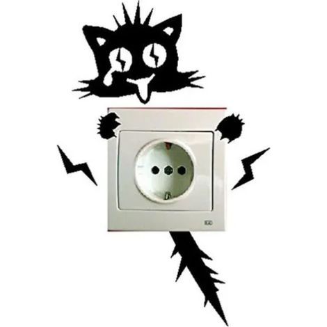 Autocollant pour interrupteur - Motif chat noir mignon - Décoration pour interrupteur - Amovible (1/5)