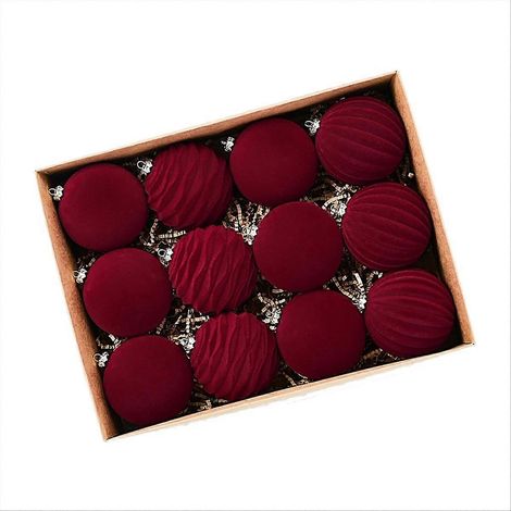 Weihnachtskugeln, Christbaumschmuck, 12er-Set, luxuriös, beflockt (1/5)