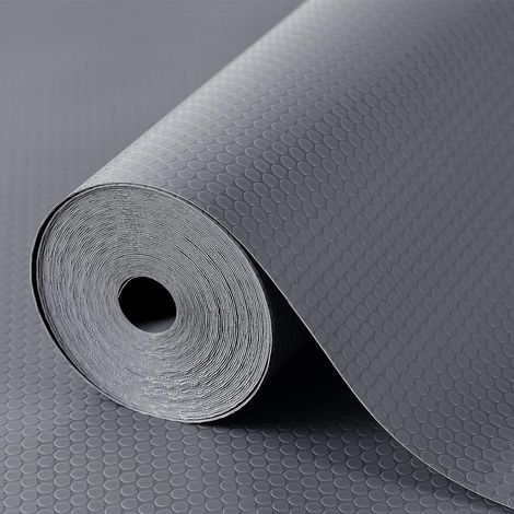 Tapis de tiroir Non adhésif Revêtement de tiroir Durable Antidérapant en EVA Imperméable Découpable pour étagères, armoires, tiroirs, réfrigérateur, Maison, Bureau Gris 44x1000cm (1/5)
