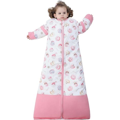 Gigoteuse pour Bébé Mixte, Turbulette Fille Garçon Tog 2.5 Hiver à Manches Longues Amovibles, 2.5 Tog/Donuts, L(120cm)/taille bébé 100-120 cm (1/5)