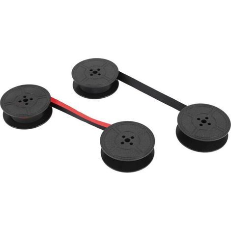 Lot de 2 Rubans Machine à Écrire Double Bobine Encre Rouge et Noir Pièce Rechange Compatible Plupart Modèles (1/4)