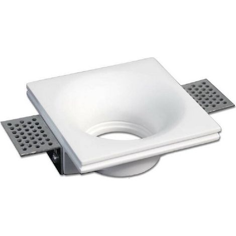 TrAdE Shop Traesio - Portafaretto Incasso Gesso Scomparsa Quadrato Verniciabile Supporto Faretti Gs14 - (1/2)