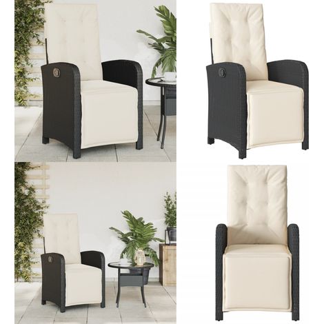 Chaise inclinable de jardin et repose-pied noir résine tressée - Chaise de jardin noir - Chaise de jardin en résine tressée (1/5)