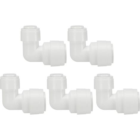 Union Connector Elbow for Water Purifier 3/8" OD to 1/4" OD, 5 Pieces Tube Connecting Fittings for RO/DI Reverse Osmosis Water Purifier Plumbing System, White (1/5)