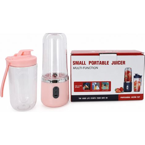 Blender Électrique Portable Rose, 6 Lames, 2 Gobelets et 1 Couvercle, pour Jus et Smoothies (1/5)