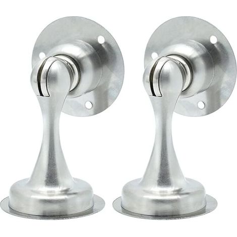 Lot de 2 butées de porte magnétiques en acier inoxydable, sans perçage, pour installer des butées de porte au sol plus solides pour garder votre porte ouverte 8.3x5.5x5.5cm (1/4)