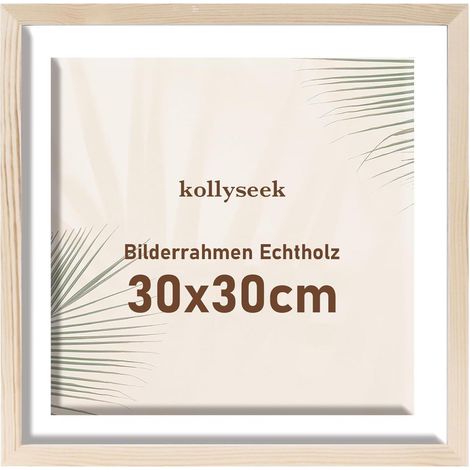 Bilderrahmen 30x30cm Echtholz mit Passepartout und bruchsicherem Acrylglas (1/5)