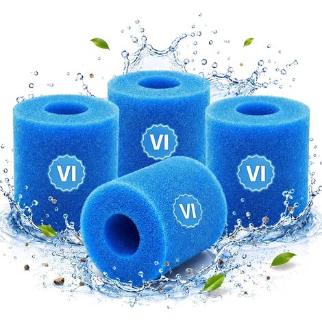 Lot de 4 Filtres Spa Type VI, Cartouche Filtrante Type VI en Mousse 90352E, Filtre Spa Lavable et Réutilisable, pour Bain à Remous, Piscine et Pompe Compatible, 10,6 x 8 cm (1/5)