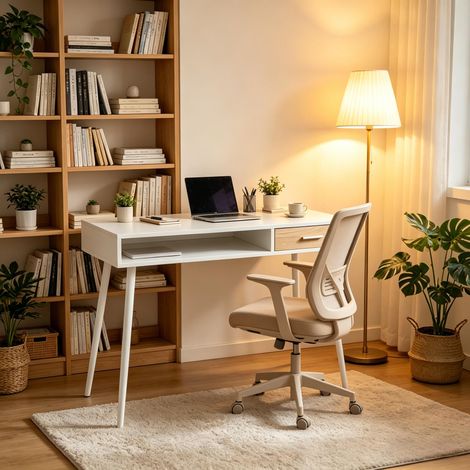 Modernes Schreibtisch-Set mit ausziehbarem Fach, ergonomischer Computertisch für Arbeitsplatz, Gaming- oder Ankleideraum – nur die Tischplatte
