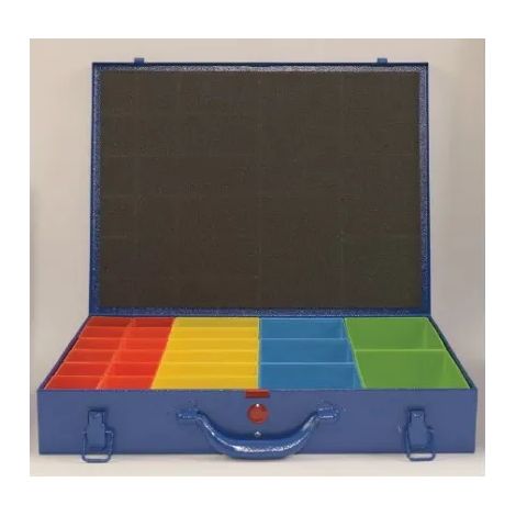 VALIGIA PORTAMINUTERIA IN LAMIERA CON 23 VASCHETTE MM.437X330X68