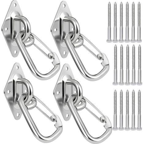 Kit de suspension robuste pour hamac – Crochets à œillet en acier inoxydable avec vis de montage pour plafond et mur – Matériel de charge de 1 632,9 kg (1/5)