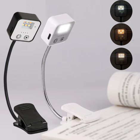 Confezione da 2 lampade da lettura a LED ricaricabili,3 temperature di colore,luminosità regolabile, lampade a clip leggere per gli amanti dei libri (1/5)