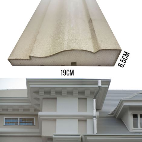 €16,99ml  STOCK . Pacco da 14ml di cornice decorativa in XPS Resinata per esterno 19X6,5X200cm  PD136