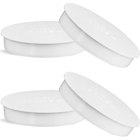 Pack of 4 ventilation hose covers DN 100-110 mm PVC 100 mm for waste pipes and hose closure white (1/4)