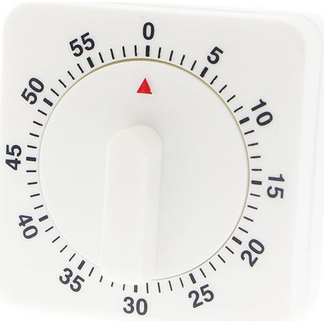 Klassischer weißer mechanischer Timer, 60 Minuten einstellbar mit lautem Summer, ideal zum Kochen und Backen (1/3)