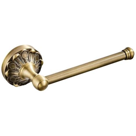 Porte-Rouleau de Papier Toilette Antique en Laiton - Barre de 20 cm pour Salle de Bain avec Brosse de Rangement - Bronze (1/5)