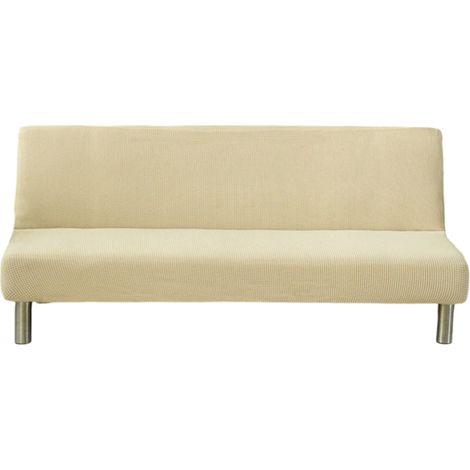 Housse sans accoudoirs couleur unie 2-3 places, extensible résistante taches, beige, 160-190 cm (1/5)