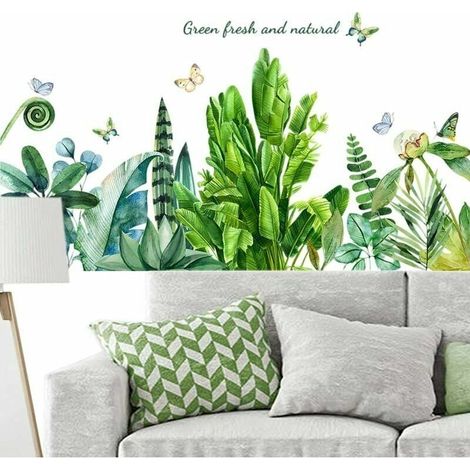 Autocollant Mural Feuilles De Bananier - Décoration Murale Tropical Pour Salon Chambre Salle À Manger Couloir Fond TV - 1 Pièce