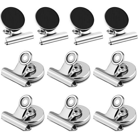 Clips magnétiques pour école et bureau - Aimants de réfrigérateur solides pour documents et notes - 10 pièces (1/5)