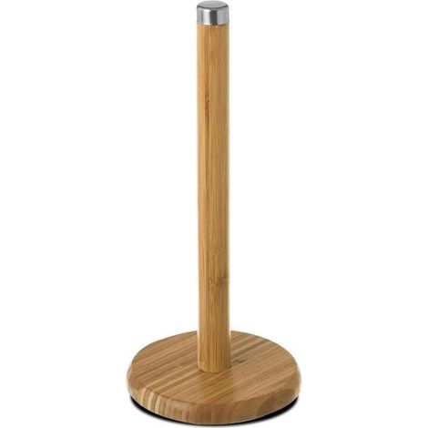 Porte rouleau essuie-tout - JUANIO - Bambou - Diam.14 x H32 cm - Pointe métal - Compatible XXL (1/4)