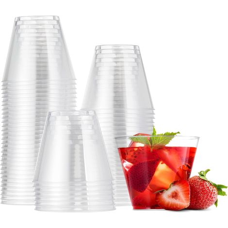 30 Gobelets,Plastique Dur Transparent,255ml,Réutilisable,Mariages Anniversaires Fêtes (1/5)