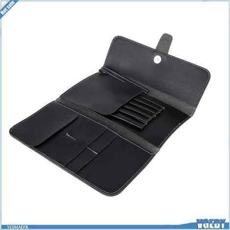 Ashata sac de rangement de coiffure Ciseaux de coiffure en PU noir, peigne, ciseaux de Salon, sac de rangement parfum peigne (1/5)