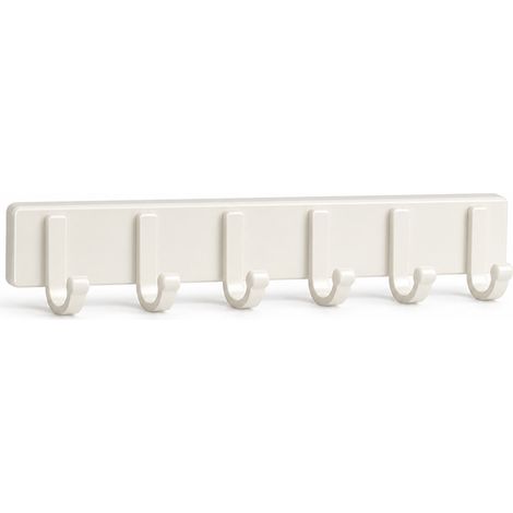 Patère Adhésive Murale 6 Crochets pour Salle de Bain Crème (1/5)