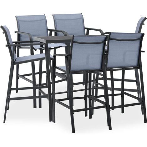 7-tlg. Gartenbar-Set Schwarz und Grau