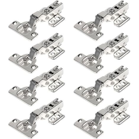 Charnières à fermeture amortie de 35 mm avec recouvrement total de 110° et amortissement hydraulique, fermeture automatique pour portes de cuisine et de placard, lot de 8